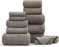 Ultra Soft Bath Towel Set,12 Piece (4 Bath Towels,4 Hand Towels,4 Washcloths) Family Bathroom Towels Set with Hanging Loop,Quick Dry Extra Absorbent Shower Towel for Bathroom,Hotel,Spa-Dark Brown