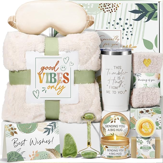 Self Care Get Well Soon Gift Baskets for Women, Birthday Gifts for Women Care Package Thinking of You Relaxing Spa Gift Set, Unique Valentines Day Gifts for Her Mom Friends Wife Girlfriend Sister