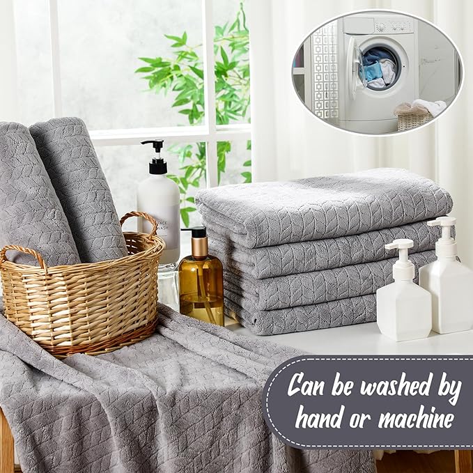 SmoothNovelty 16 Pack Microfiber Bath Towels Bulk 27'' x 60'' Oversized Size Bath Towel Highly Absorbent Extra Large Soft Drying for Beach Shower Summer Salon Sport Gym Party (Wheat,Light Grey)