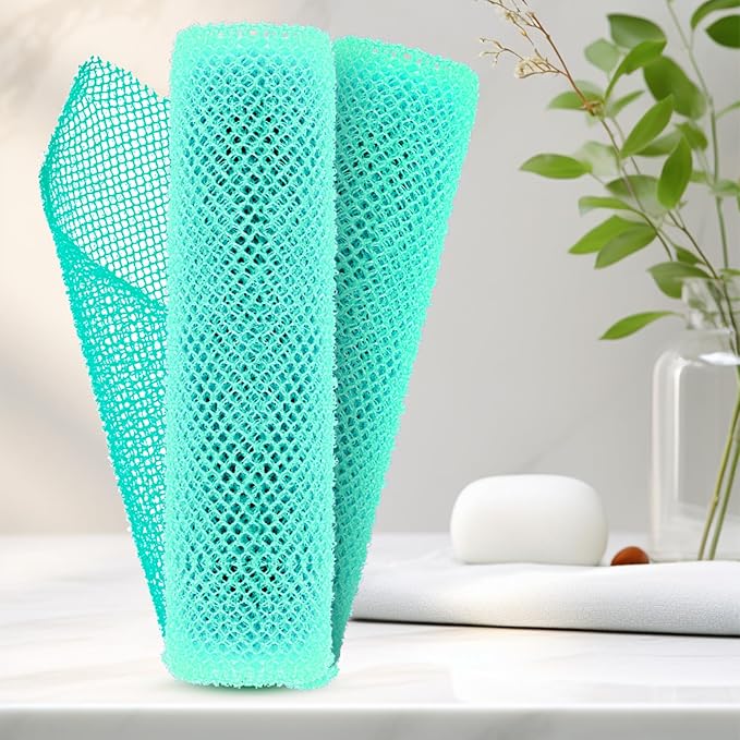 2 Pieces African Net Sponge – Premium African Net Sponge for Deep Exfoliation Quick-Dry and Reusable Mesh for Smooth Skin（Green）