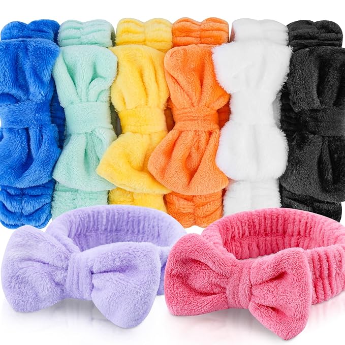 YOOVR 8pcs Spa Headband, Mothers Day Gifts Bulk, Stocking Stuffers for Teen Girls Women, Skincare Makeup Face Wash Headband, Hair Accessories, Party Favors for Adult, Easter Baskets Stuffers (Solid)