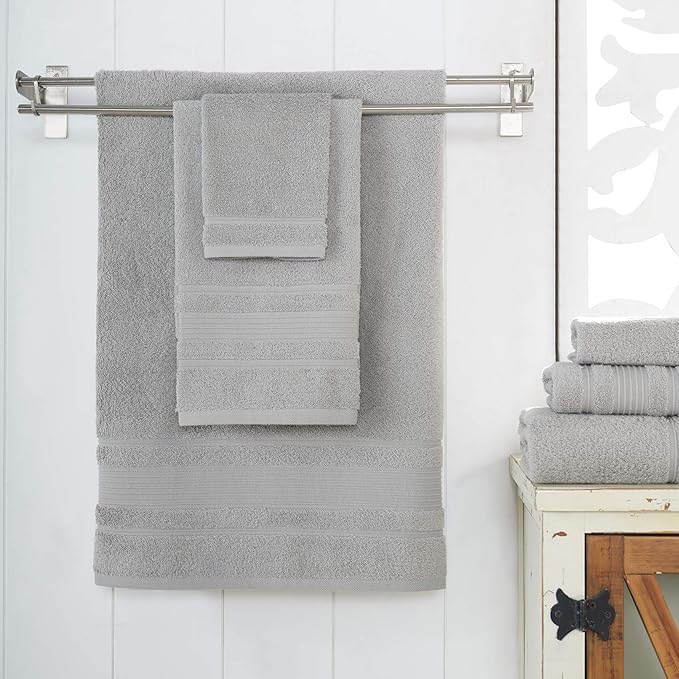 Personalize Your Towels with Custom Embroidery: Names, Monograms, and Initials. Perfect for Bathroom, Spa, Gym, Shower, Kids, Adults, Pool, Travel, Gifts, 2-Piece Hand Towels Set - Grey