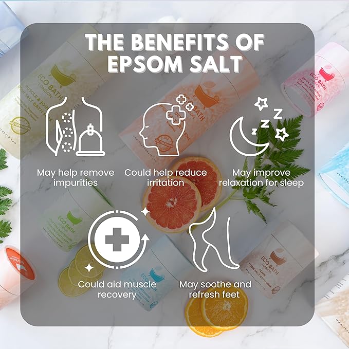 Eco Bath London Plain Unscented Epsom Salt Bath Soak - Tube 8.8 oz (250 g), Made in UK, Pure Magnesium Bath Salt
