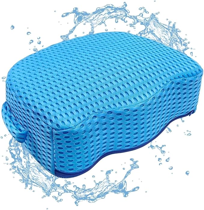 Hot Tub Booster Seat for Adults, Weighted 5" Extra Thick Spa Cushion, 4+ lbs Core Stays Submerged No Floating, 3D Air Mesh Quick Dry, Non-Slip Seat Riser for Jacuzzi, Bathtub & Outdoor Spa(Blue)