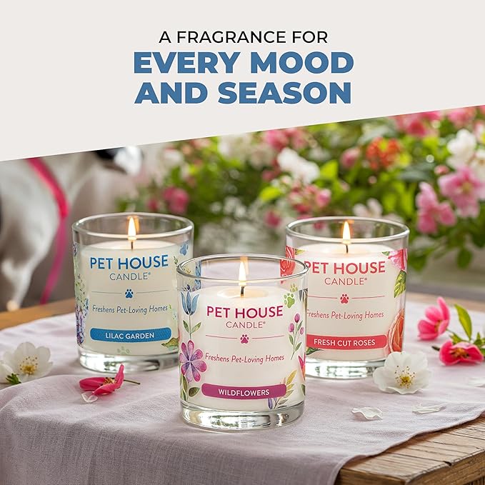 Pet House Cucumber Candles, Long Lasting Scented Candles for Pet Odors, 60 Hour Burn Time - Cucumber Mint, 9 oz