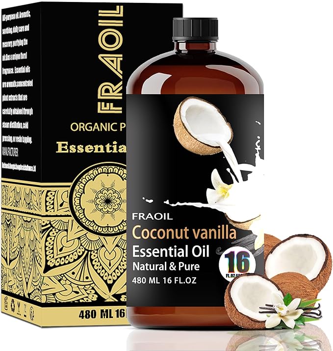 Coconut Vanilla Essential Oil, Coconut Vanilla Oil 16 Fl Oz 480 ML for Diffuser Humidifier Yoga Cleaning DIY Candle Soap Making Perfume Gift Essential Oils