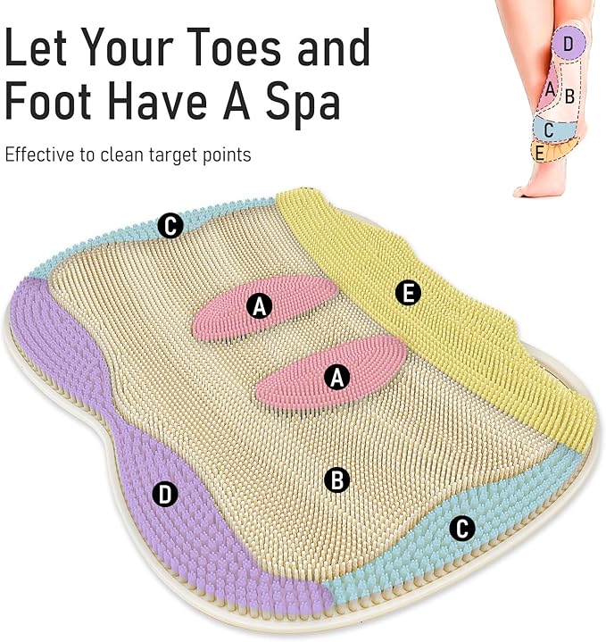 Foot Scrubber Mat in Shower Large for Back Floor Wall Bathtub & Pumice Stone 2 Pack- Foot Spa Bath Feet Scrub Dead Skin Callus Remover Exfoliating Massage Brush Improve Foot Appearance Beige