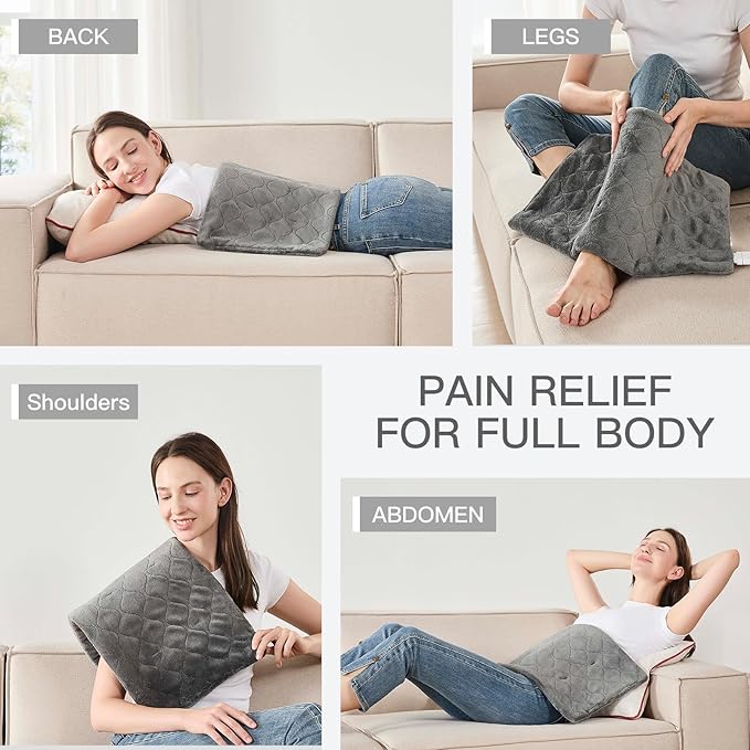 Heating Pad for Back Pain Relief fsa Eligible Items only List 12 x 24, Portable Heating Pad for Shoulder, Neck, Cramp, Menstrual Pain, with Upgraded 4 Timer & 6 Temperature Controller