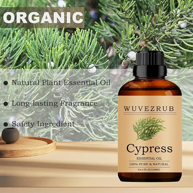 Cypress Essential Oils, 120ML Pure and Natural Essential Oil for Aromatherapy Diffuser - Cypress /4 Fl Oz