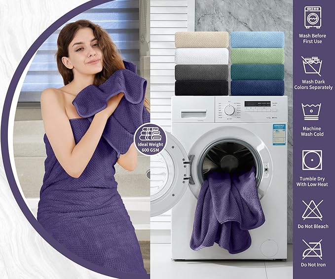 Extra Large Bath Towel Set of 4 (35"x70"),Oversized Bath Sheet Super Soft Highly Absorbent Jumbo Bathroom Towel Set Microfibers Quick Dry Shower Towel for Hotel,Bathroom,Guest,Spa,Gym (Pulm)