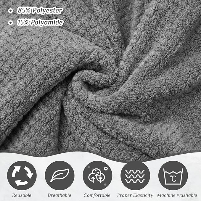 Tigeen Plus Size Towel Wrap for Women Spa Robe Set with Shower Hair Drying Turban Cap Towel Headband Adjustable Bathrobe