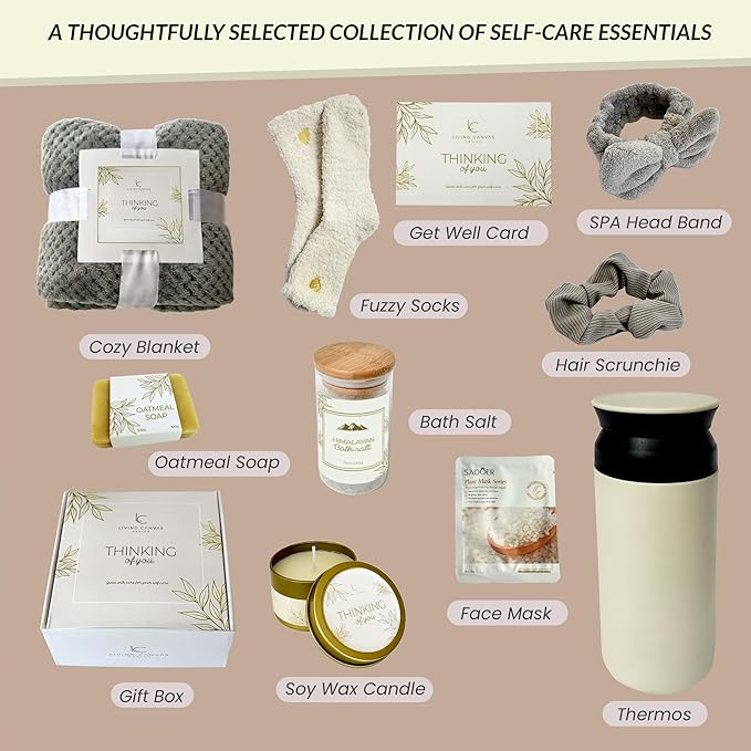 Mother’s Day Gifts for Mom - 11pc Luxury Spa Gift Basket for Women, Wife, Grandma, Relaxing Self Care Set with Throw Blanket, Insulated Tumbler, Oatmeal Soap & Candle, Unique Birthday Gifts for Her