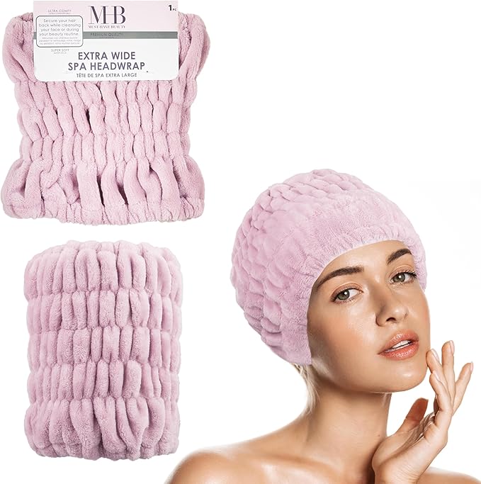 Expressions Extra Wide Spa Headwrap - Pink, 1pc Super Soft Microfiber Material Hair Band/Stylish Spa Headband, Salon-Quality Hair Wrap