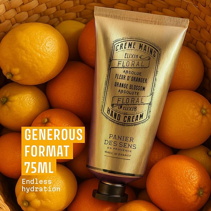Panier des Sens – Orange Blossom Hand Cream – Moisturizing Hand Lotion for Dry Skin – Premium French Hand Cream, Softening Care for Women, 97% Natural Ingredients, 2.5 Fl Oz