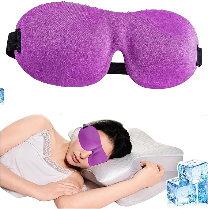 Soft 3D Blackout Sleep Eye Mask 1 Pack for Side Sleepers, Men，Women ，Adjustable Velcro, Night Blindfold,Travel Relaxation (Purple)