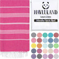 HAVLULAND Fuchsia Oversized 39x71cm Turkish Cotton Beach Towel - Quick Dry, Lightweight, Sand Free, Ideal for Beach, Pool, Spa, Gym, Yoga, Travel, Camping, Picnic