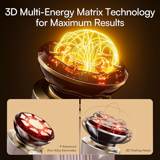 INIA Flare 3-in-1 Microcurrent Facial Device Red Light Therapy for Face and Neck Massager Tool with Heat & Vibration for Skincare Puffiness, Firming, Smoothing