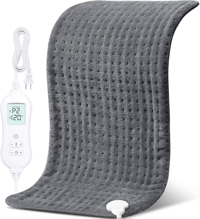 NOWWISH Heating Pad for Back Pain Relief & Period Cramps, 33x17 Inches Large Electric Heating Pad with 10 Heat Settings, Timer & Auto Shut-Off, Machine Washable, Mothers Day Gifts for Mom Women, Grey