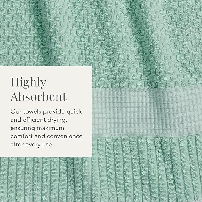 NY Loft 100% Cotton Towel Set| Super Soft & Absorbent Quick-Dry |Textured and Durable Cotton Cotton | Trinity Collection - 2 Pack Bath Sheet - Wasabi Green