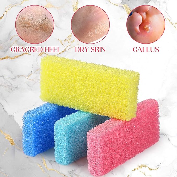 Batiyeer 100 Pcs Pumice Stone for Feet Scrubber Dead Skin Disposable Pedicure Pumice Stone Foot Shower Scrubber for Heel Cuticle Callus Remover Bath Spa(Blue, Sky Blue, Pink, Yellow)