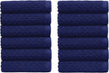 COTTON CRAFT Waffle Weave Wash Cloth - 12 Pack Luxurious Pure Ringspun Cotton Euro Spa Bathroom Face Towel - Absorbent Quick Dry Gym Shower Bath Kitchen Travel - 12x12 inches - Navy