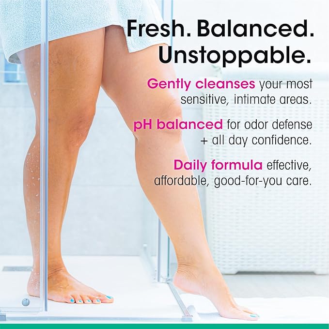 vH Essentials Daily Feminine Wash - 10 Fl Oz - Odor Eliminating Vaginal Wash with Tea Tree Oil, Prebiotics and Cranberry, gentle cleanser + pH balancing