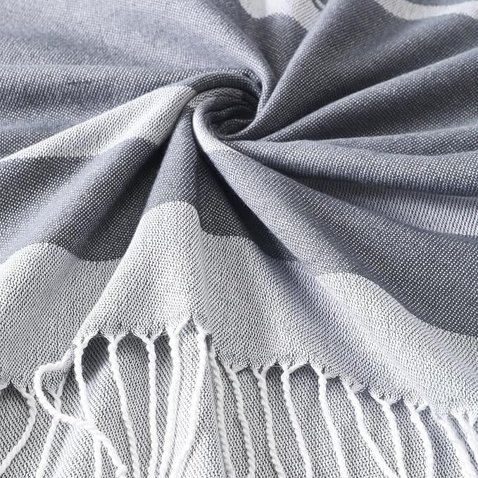 Genovega Oversized Cotton Turkish Beach Towels 72"x36" Lightweight Quick Dry Sandless Pool Swim Towel Large No Sand Compact Blanket Adult Travel Essentials Cruise Accessories Must Haves Grey Dolphin