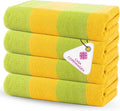CASA COPENHAGEN Malibu Beach Towels Designed in Denmark Rough and Tough, Quick Dry, for Pool, Bath & Shower 30x60 inches 4 Pieces Cotton Beach Bath Towels Set - Green