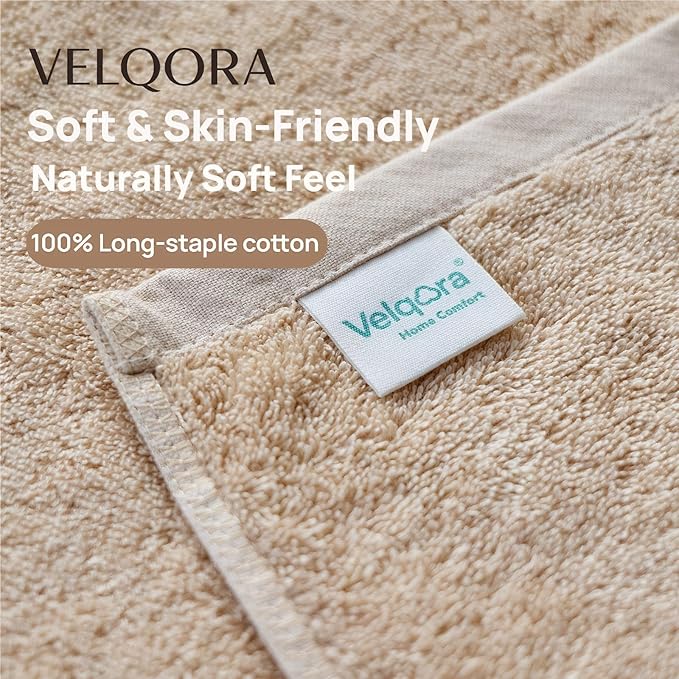 Bath Towels 4 Pack, 30 x 60 Inches, Large 100% Cotton Towels, Soft, Absorbent, Comfortable for Home, Spa, and Gym, (Beige)