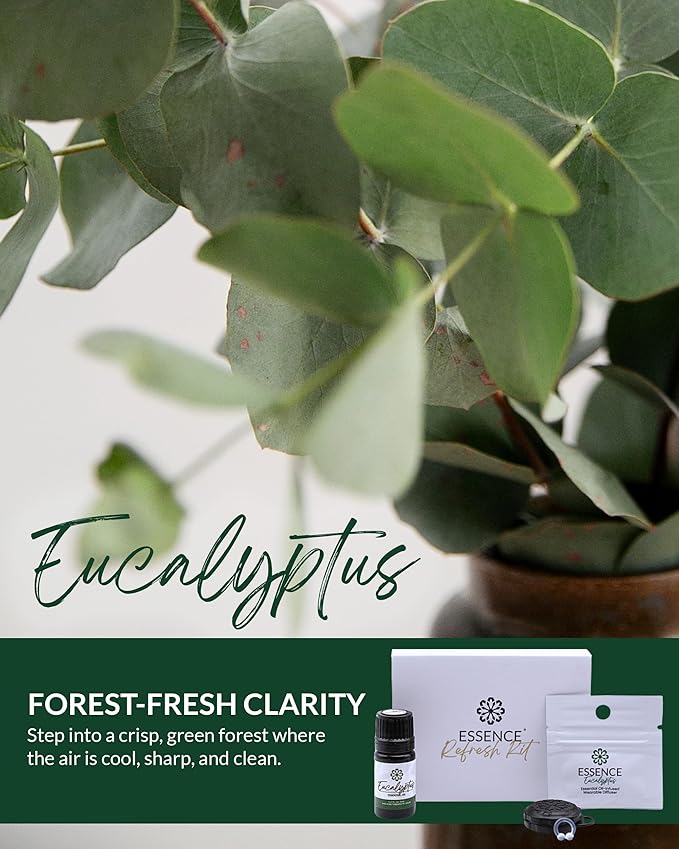 Essence Wearable Aromatherapy Nasal Diffuser – Eucalyptus Essential Oil Nose Ring Silicone Inhaler for Stress & Mood Support - Made in USA & Travel-Friendly