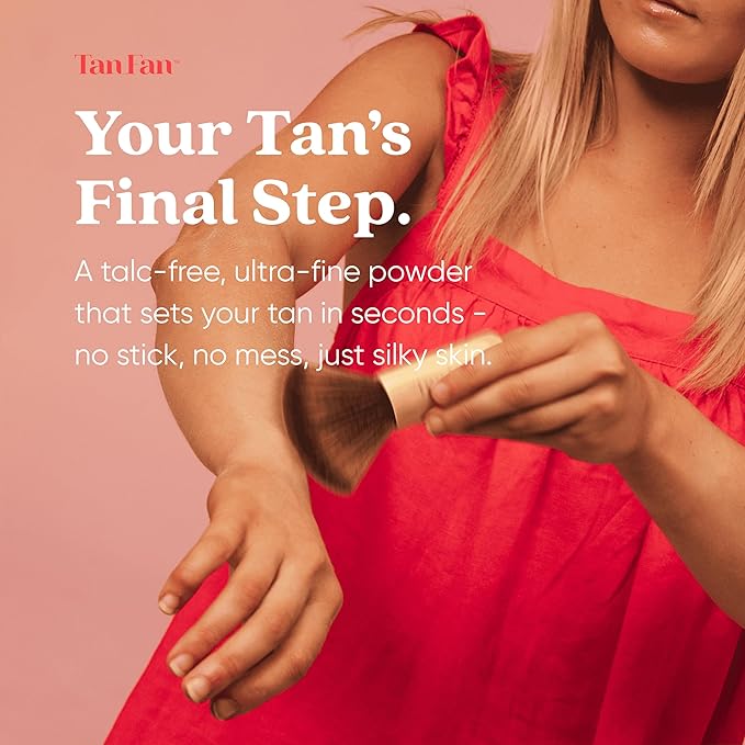 Self Tan Drying Powder Body Brush - Essential Accessory To Remove Stickiness from Self Tanner - Sets Tan + Smooths Skin - Eco Bamboo Handle - Hypoallergenic Ultra-Soft Bristles - XLarge 6” x 3.5”