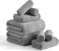 8 Piece Bath Towel Set-2 Oversized Bath Sheets(35"x70"),2 Hand Towels,4 Washcloths-Extra Large Microfiber Towel Sets,Less Lint Highly Absorbent & Quick Dry Bath Towels for Bathroom Gym Pool, Grey