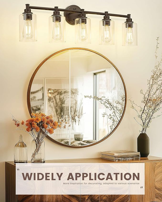 FEMILA 32" Bathroom Light Fixtures, Oil Rubbed Bronze Vanity Light, 5 Light Bathroom Lights Over Mirror, 4FYC56B-5W ORB