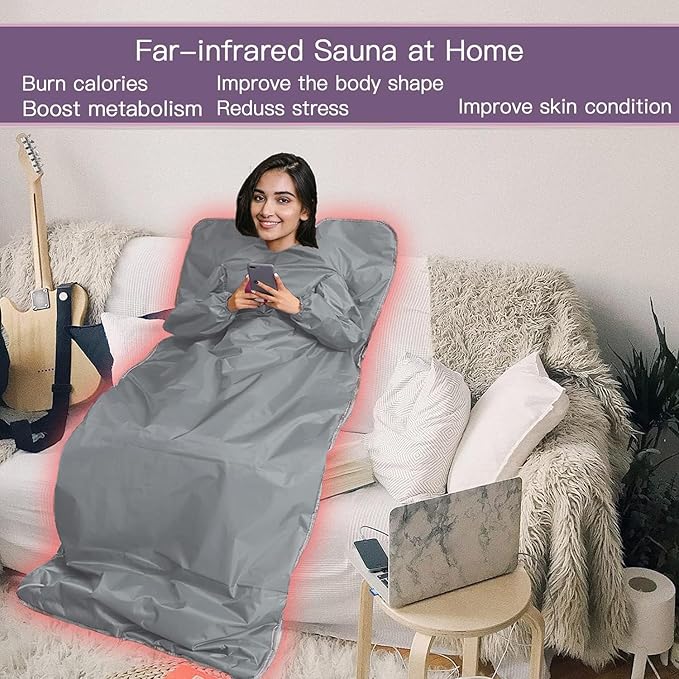 Natural Jades Tourmaline Heating Sleeves Desing Portable Sauna Blanket for Home, Portable Design, Relaxation and Detox Remote Control