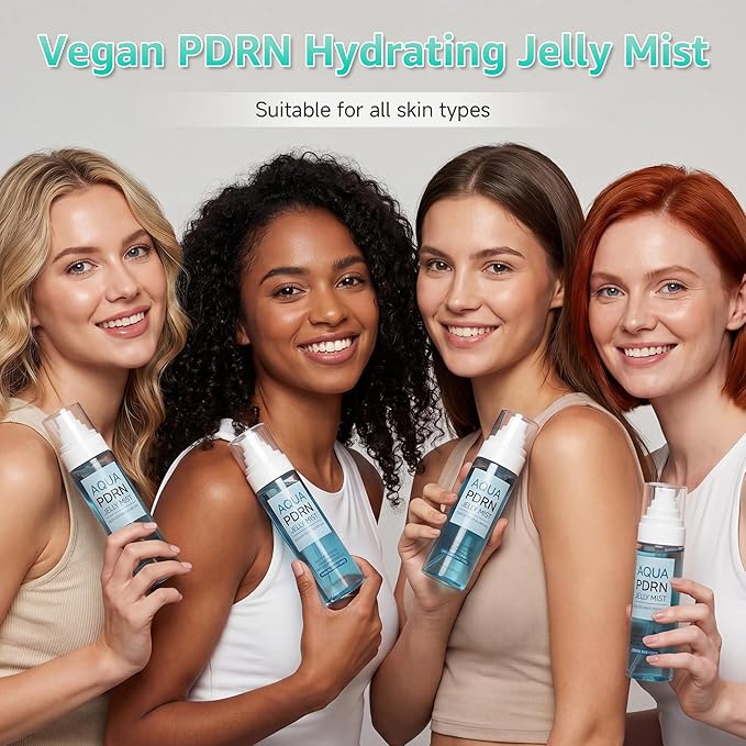 PDRN Jelly Mist Serum, Ultra-Fine Hydrating Face Mist Spray, Face Spray Mist Hydrating with Niacinamide & Triple Hyaluronic Acid for Soothing Skin & Dewy Glow, Vegan Korean Skincare, 3.38 fl.oz