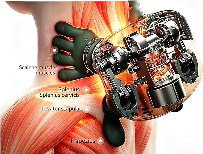 Bionic Hand Neck and Shoulder Massager with Heat, Shiatsu Kneading Trapezius Muscle Massager, Cordless Portable Full Body Massage Device, Gift for Office Workers & Parents