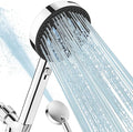 PWERAN Filtered Shower Head with Handheld, High Pressure 4 Spray Mode Showerhead with Filters, Water Softener Beads for Hard Water with ON/OFF Switch for Pets (Chromium Silver, 5 Inch Panel)