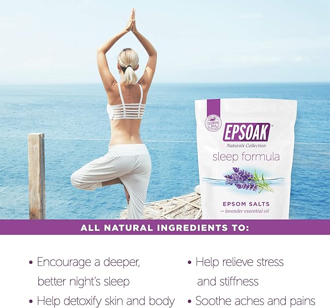 Epsoak Epsom Salt 2 lb. USP Magnesium Sulfate with Lavender Scent Resealable Epsom Salt Bag, Made in The USA, Cruelty-Free Certified