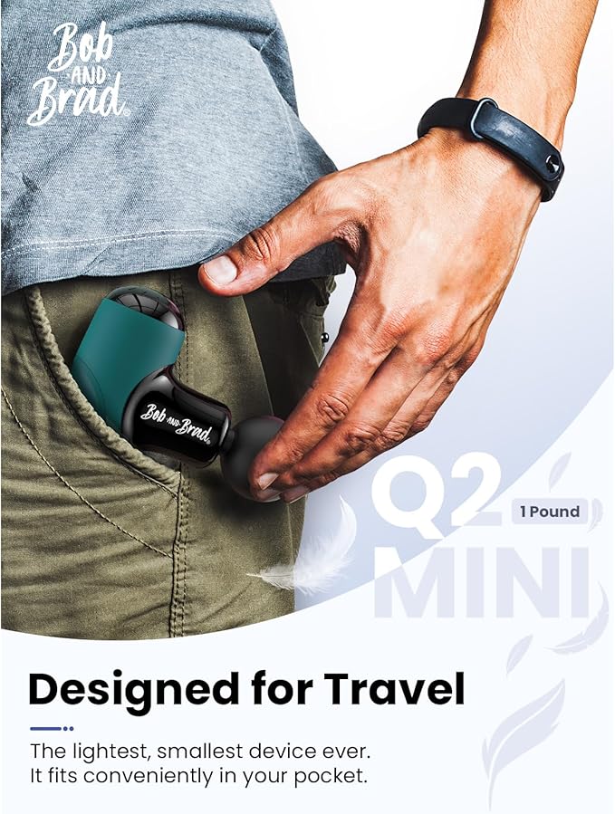 BOB AND BRAD Q2 Mini Massage Gun, Pocket-Sized Deep Tissue Massager Gun, Portable Percussion Muscle Massager Gun, Ultra Small & Quiet Muscle Massage Gun with Carry Case