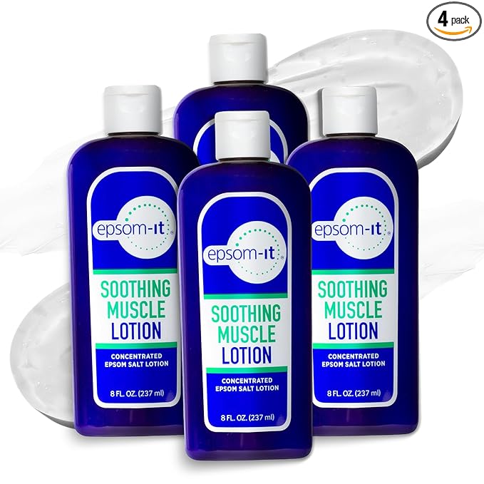 Epsom-It Soothing Muscle Lotion - Epsom Salt Magnesium Sulfate Cream Arnica for Muscle Stiffness, Topical Magnesium Lotion, Providing Comfort for Legs, Knee and Feet, 8.0 oz., 4-Pack