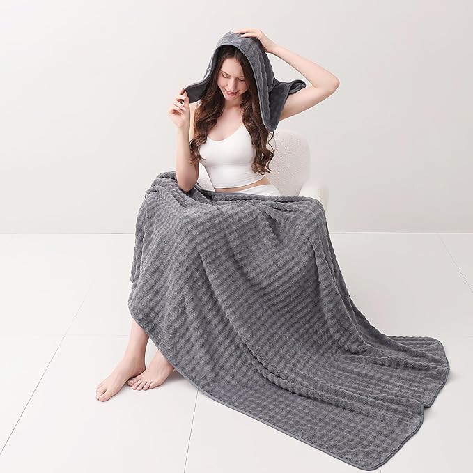 KBY Bath Towels Set of 2, Extra Large Bath Sheets 40X80 Inches,Quick Dry, Ultra Soft & Super Absorbent Oversized Bathroom Towel Sets for Adults, Gym, Spa, Pool & Hotel（Charcoal Gray）