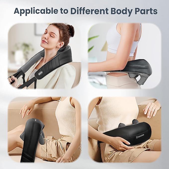 COMFIER Hands-Free Neck and Shoulder Massager with Heat, Cordless 4D Deep Tissue Kneading Back Massager, Rechargeable Shiatsu Massage for Pain Relief, Home, Office & Housework