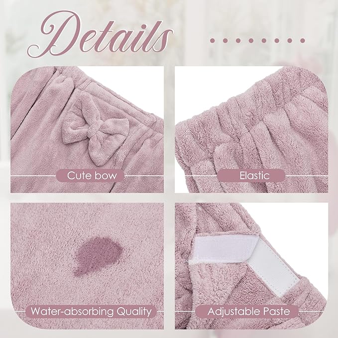 Xtinmee 2 Sets Plus Size Womens Wrap Towel with Hair Towel Bath Wrap Shower Dress Spa Bathrobe for Women's Bathrobe (Purple, Lotus Pink)
