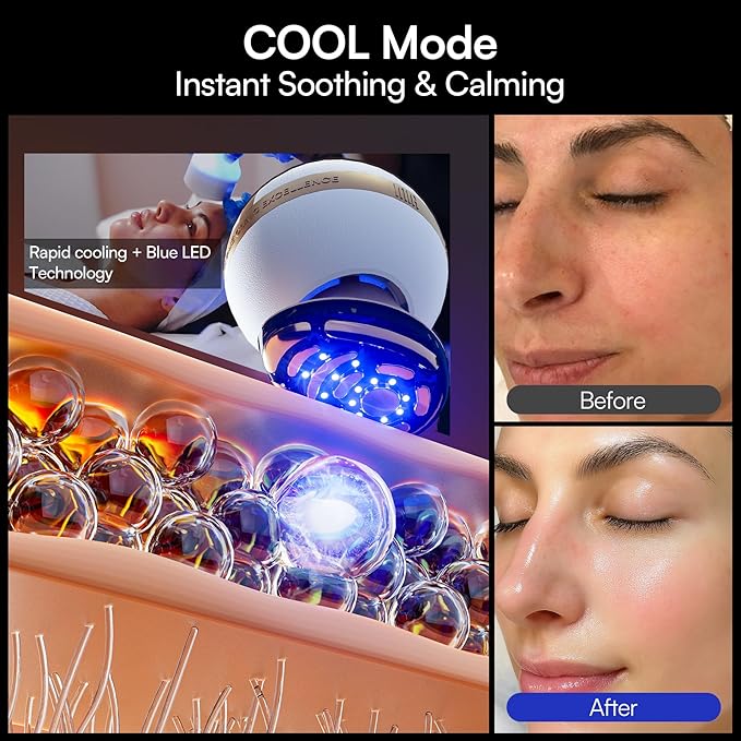 INIA SPHERA Upgraded 8-in-1 Microcurrent Facial Device for Face & Neck – Red Light, Thermal & Cooling Beauty Tool, 5 Custom Modes, At-Home Skin Stimulation & Glow Care Skincare Tool