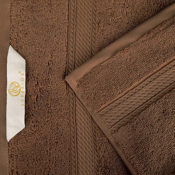 SUPERIOR Egyptian Cotton Pile 8 Piece Towel Set, Includes 2 Bath, 2 Hand, 4 Face Towels/Washcloths, Ultra Soft Luxury Towels, Thick Plush Essentials, Guest Bath, Spa, Hotel Bathroom, Chocolate