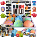 Bath Bombs for Kids with Toys Inside - Organic Bubble Bath Fizzies with Jungle Animal Toys. Gentle and Kids Friendly Spa Bath Balls, Bath Fizz Balls - Birthday Gifts for Toddlers, Boys, Girls