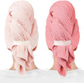 ROLSHOL 2 Packs Large Microfiber Hair Towels for Women, Super Absorbent & Quick Dry Hair Towel Wrap for Curly Long & Short Hair- Anti-Frizz Hair Turbans for Wet Hair（Coral Pink & Pink） - 27.5''*39.4''