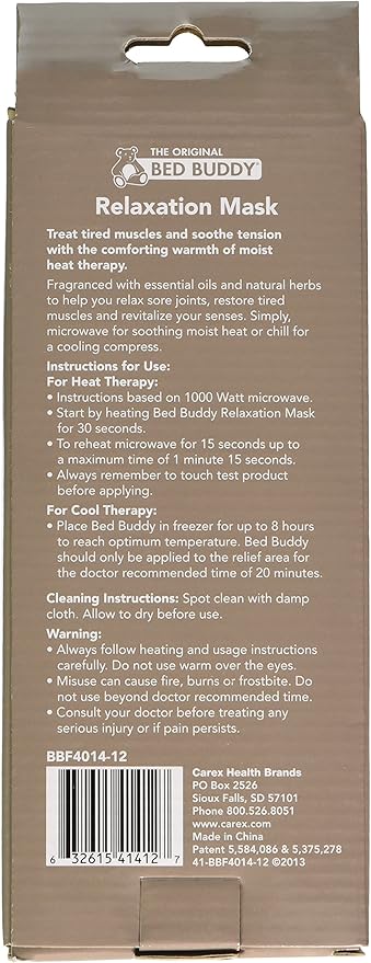 Bed Buddy Aromatherapy Eye Mask with Warm and Cold Therapy for Stress Relief - Microwave-Safe Eye Pillow & Sleep Mask, Blue, Lavender & Mint Scented