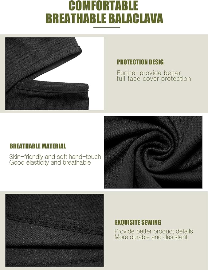 SATINIOR 3 Piece Balaclava Face Cover Sun Protection Neck Cover Summer Balaclava Motorcycle Face Mask for Men Women