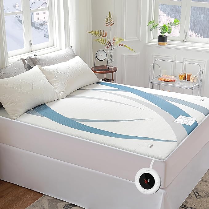 Gotcozy Heated Mattress Pad Full Size - Electric Mattress Pad Fit up to 15‘’with 10 Heat Setting & 10 Hour Auto Off ETL Certified Machine Washable(Blue)